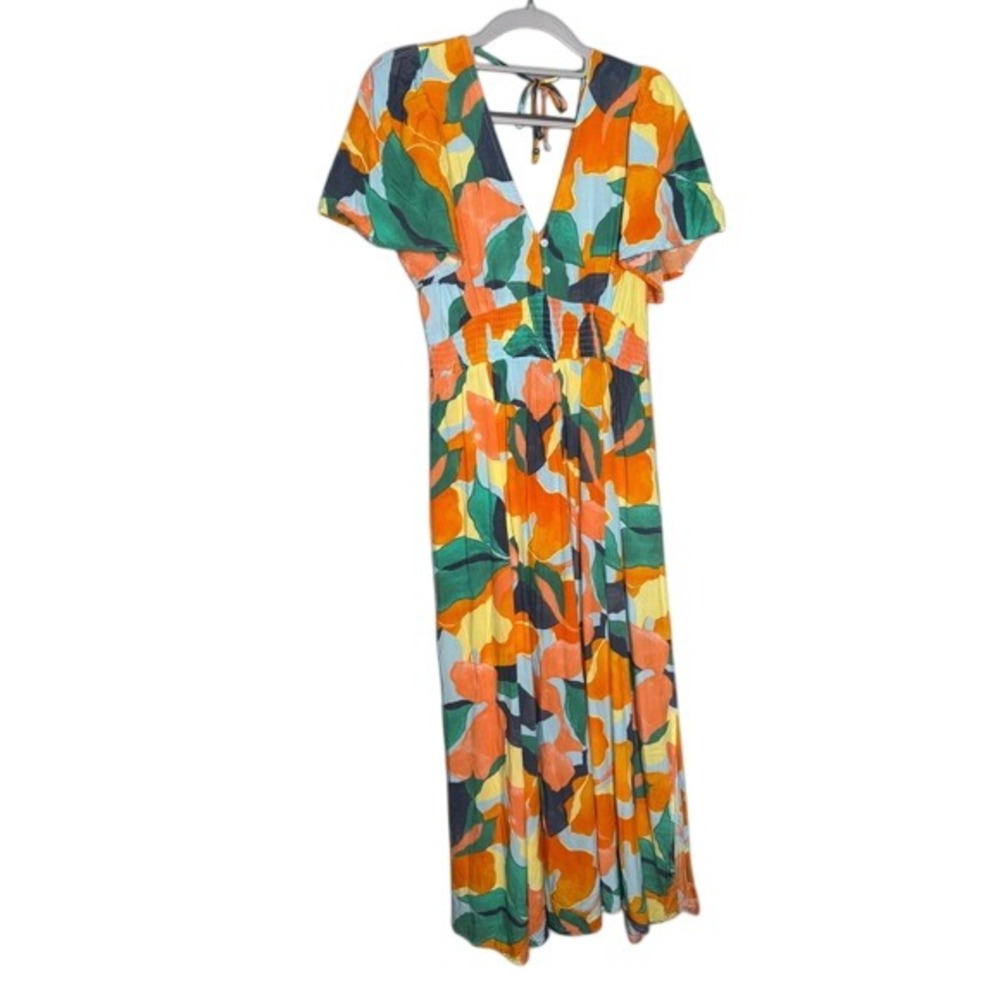 Abel the Label colorful tropical v neck maxi dress